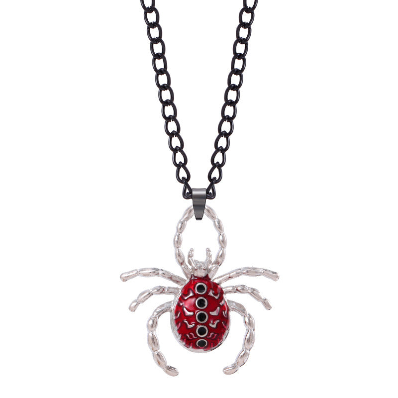 Wholesale Dark Wind Halloween Spider Punk Men and Women Spider Web Necklace Alloy Necklace
